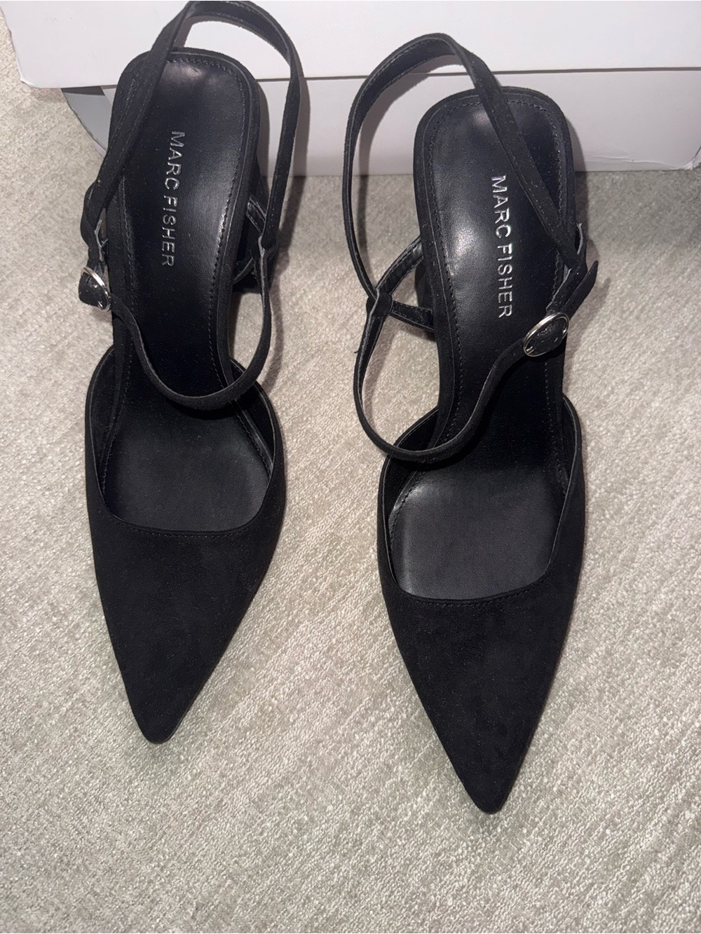 Marc Fisher Black Pointed Toe Slingback Heels Size 9.5 M